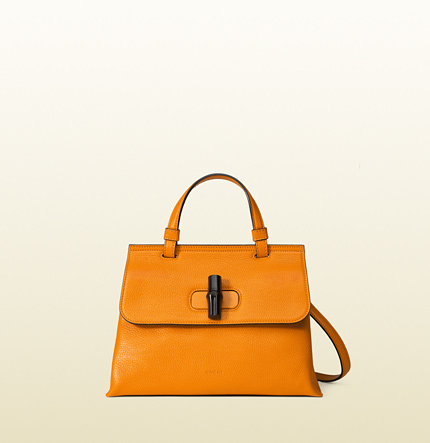 Authentic Gucci Bamboo Daily Top Handle Bag 370831 Dark Yellow